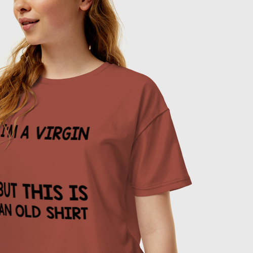 Женская футболка хлопок Oversize Im a Virgin, цвет кирпичный - фото 3