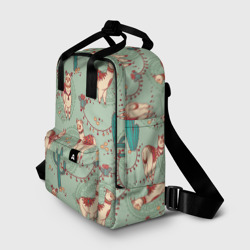 Рюкзак с принтом Альпаки для женщины, вид спереди №2. Цвет основы: белый