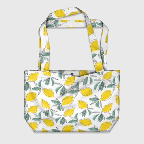 Пляжная сумка с принтом Лимончики, вид спереди №1