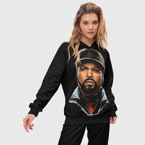 Женский костюм с толстовкой 3D Ice Cube 1, цвет черный - фото 3