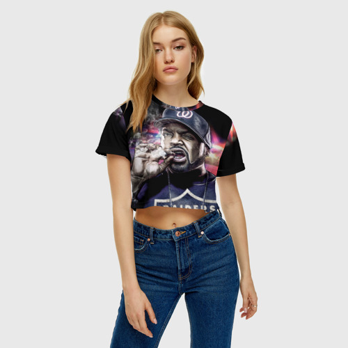 Женская футболка Crop-top 3D Ice Cube 4, цвет 3D печать - фото 4