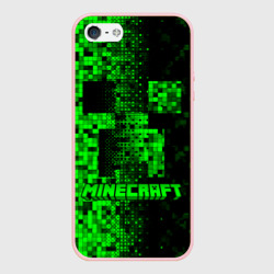 Чехол для iPhone 5/5S матовый Крипер стилизованный Майнкрафт
