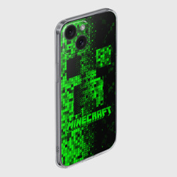 Чехол для iPhone 15 силиконовый с защитой камеры Крипер стилизованный Майнкрафт - фото 2