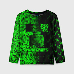 Детский лонгслив 3D Крипер стилизованный Майнкрафт