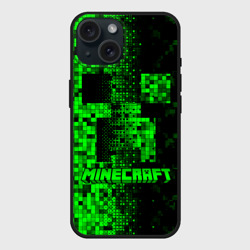 Чехол силиконовый для Apple iPhone 15 матовый Крипер стилизованный Майнкрафт