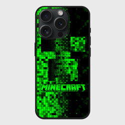 Чехол силиконовый для Apple iPhone 15 Pro матовый Крипер стилизованный Майнкрафт