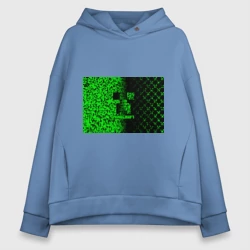 Женское худи Oversize хлопок Крипер стилизованный Майнкрафт