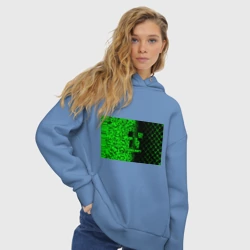 Женское худи Oversize хлопок Крипер стилизованный Майнкрафт - фото 2