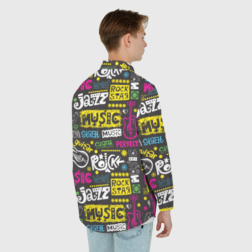 Мужская рубашка oversize 3D с принтом Музыка, вид сзади #2