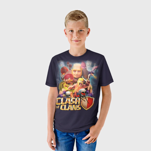 Детская футболка 3D с принтом Clash of Clans, фото на моделе #1