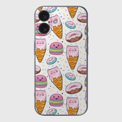 Чехол для iPhone 16 силиконовый с защитой камеры Сладкие котики
