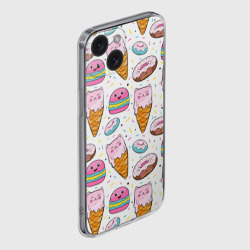 Чехол для iPhone 15 силиконовый с защитой камеры Сладкие котики - фото 2