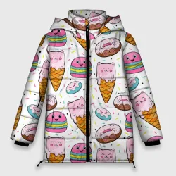 Женская зимняя куртка Oversize Сладкие котики