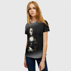 Женская футболка 3D Мона Лиза рокерша - фото 2