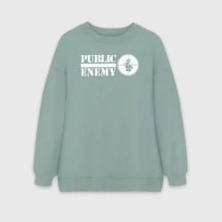 Женский свитшот oversize без начеса хлопок Паблик Энеми