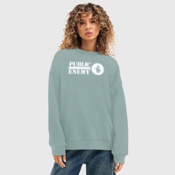 Женский свитшот oversize без начеса хлопок Паблик Энеми - фото 2