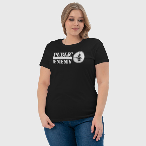 Женская футболка хлопок с принтом Паблик Энеми, фото #4