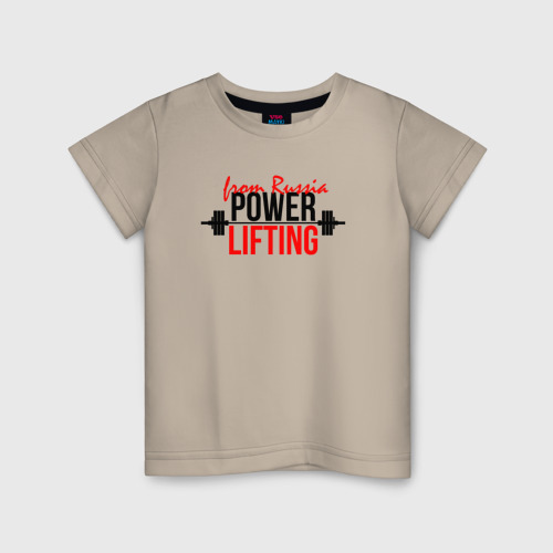 Детская футболка хлопок с принтом Powerlifting спорт сильных, вид спереди #2