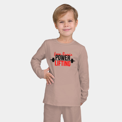 Детская пижама с лонгсливом хлопок с принтом Powerlifting спорт сильных, фото на моделе #1