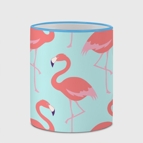 Кружка с полной запечаткой Flamingos pattern, цвет Кант небесно-голубой - фото 4