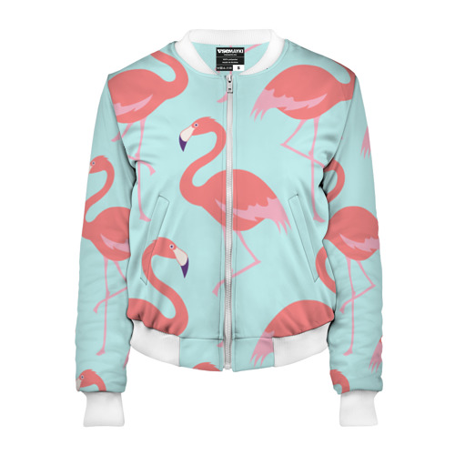 Женский бомбер 3D Flamingos pattern