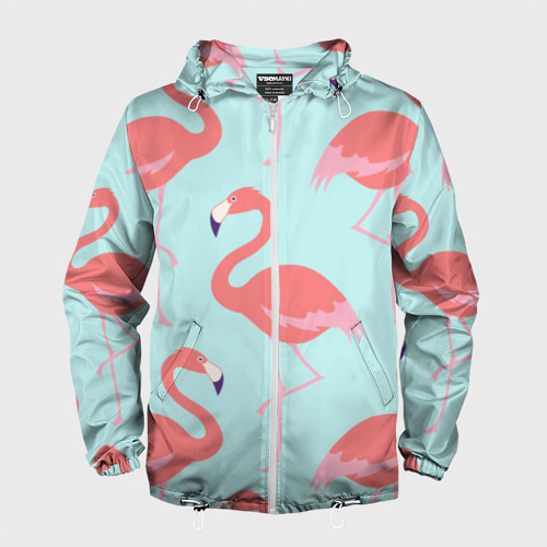 Мужская ветровка 3D Flamingos pattern, цвет белый