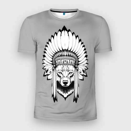 Мужская футболка 3D Slim Indian wolf