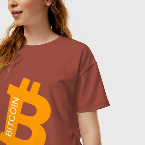 Женская футболка хлопок Oversize Криптовалюта, цвет кирпичный - фото 3