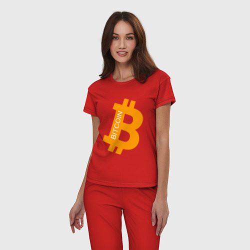 Женская пижама хлопок Криптовалюта, цвет красный - фото 3