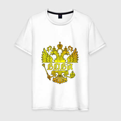 Мужская футболка хлопок Вова в золотом гербе РФ, цвет белый