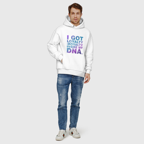 Мужское худи Oversize хлопок DNA. Кендрик Ламар, цвет белый - фото 6