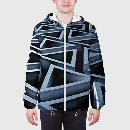 Мужская куртка 3D Треугольники, цвет 3D печать - фото 4