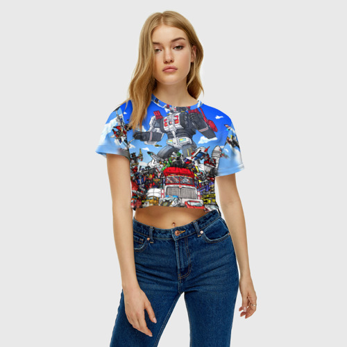 Женская футболка Crop-top 3D Трансформеры, цвет 3D печать - фото 4