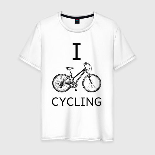 Мужская футболка хлопок I love cycling, цвет белый