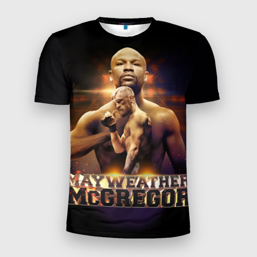 Мужская футболка 3D Slim с принтом Mayweather vs McGregor, вид спереди #2