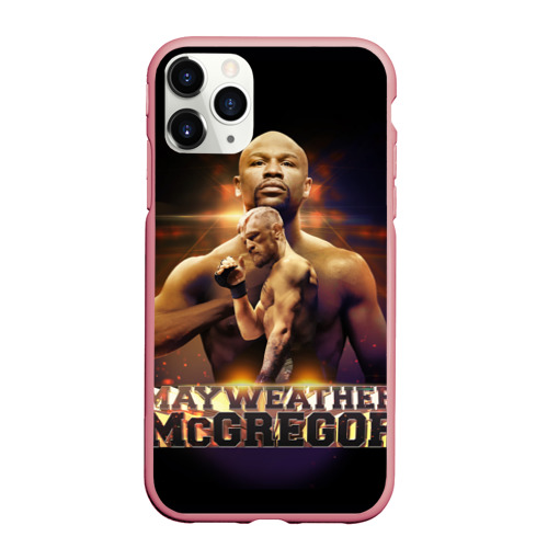 Чехол для iPhone 11 Pro Max матовый Mayweather vs McGregor, цвет баблгам