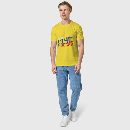 Мужская футболка хлопок МЧС России, цвет желтый - фото 5
