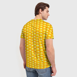 Футболка с принтом Сладкая вареная кукуруза для мужчины, вид на модели сзади №2. Цвет основы: белый