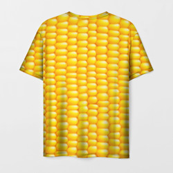Футболка с принтом Сладкая вареная кукуруза для мужчины, вид сзади №1. Цвет основы: белый