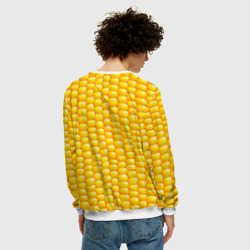 Свитшот с принтом Сладкая вареная кукуруза для мужчины, вид на модели сзади №2. Цвет основы: белый