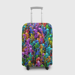Чехол для чемодана 3D Разноцветные скелеты