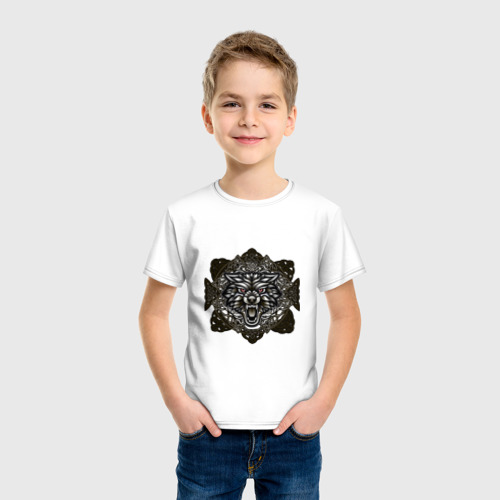 Детская футболка хлопок Волк, цвет белый - фото 3
