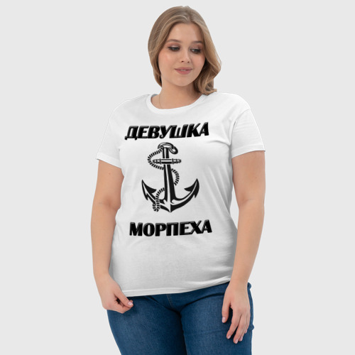 Женская футболка хлопок Девушка морпеха, цвет белый - фото 6