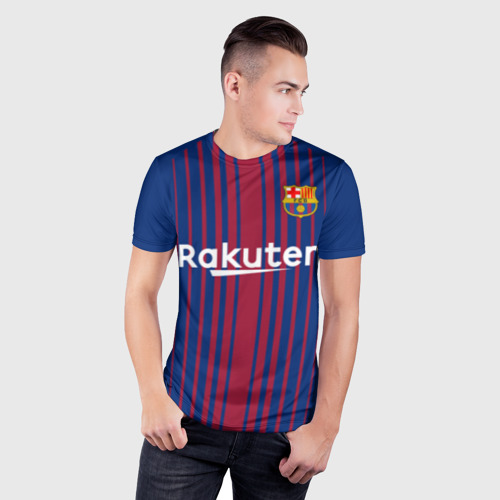 Мужская футболка 3D Slim Фк Барселона, цвет 3D печать - фото 3