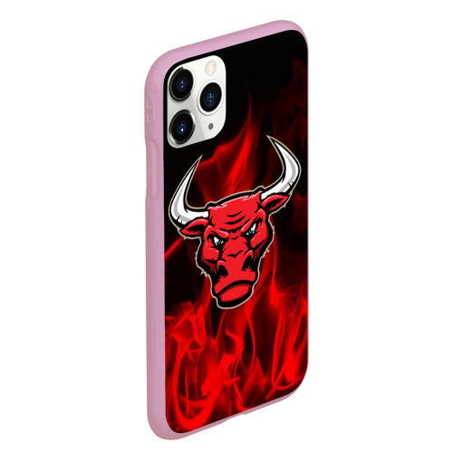 Чехол для iPhone 11 Pro Max матовый Angry bull, цвет розовый - фото 3