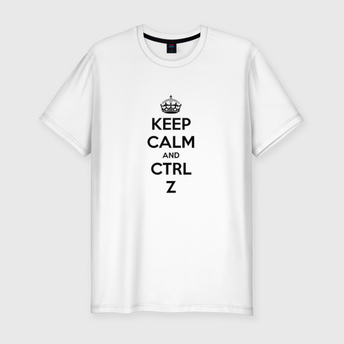 Мужская футболка хлопок Slim Keep Calm And Ctrl + Z, цвет белый