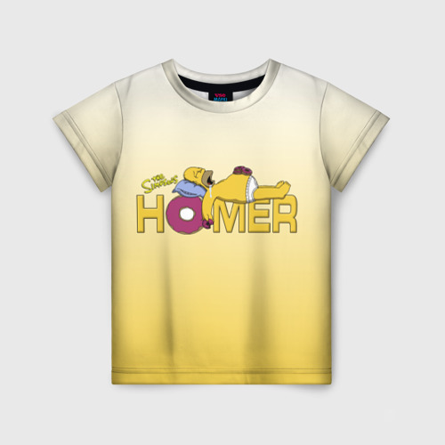 Детская футболка 3D с принтом Гомер Симпсон, вид спереди #2