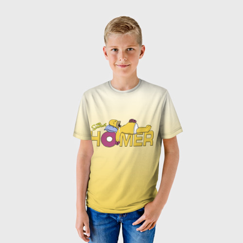 Детская футболка 3D с принтом Гомер Симпсон, фото на моделе #1