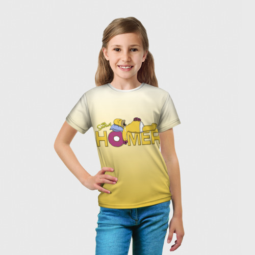 Детская футболка 3D с принтом Гомер Симпсон, вид сбоку #3