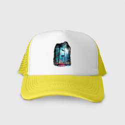 Кепка тракер с сеткой Подводный мир лес с акулами